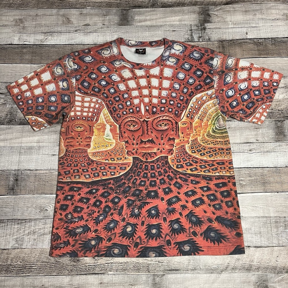 Crystal Tara Shirt Size Large Orange Vintage Alex Gray Psychedelic Artwork Tee